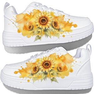 Women's Sunflower Floral Art Fashion Sneakers